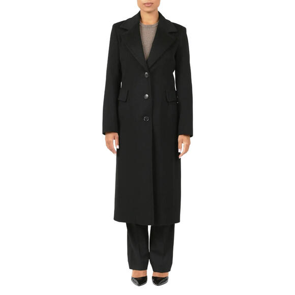 NEWFleurette Piacenza Long Wool Coat in Black - size 16 #LT44